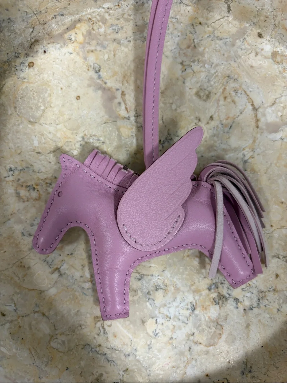 Hermes Mauve Sylvestre Pegasus Charm Bag Pendant